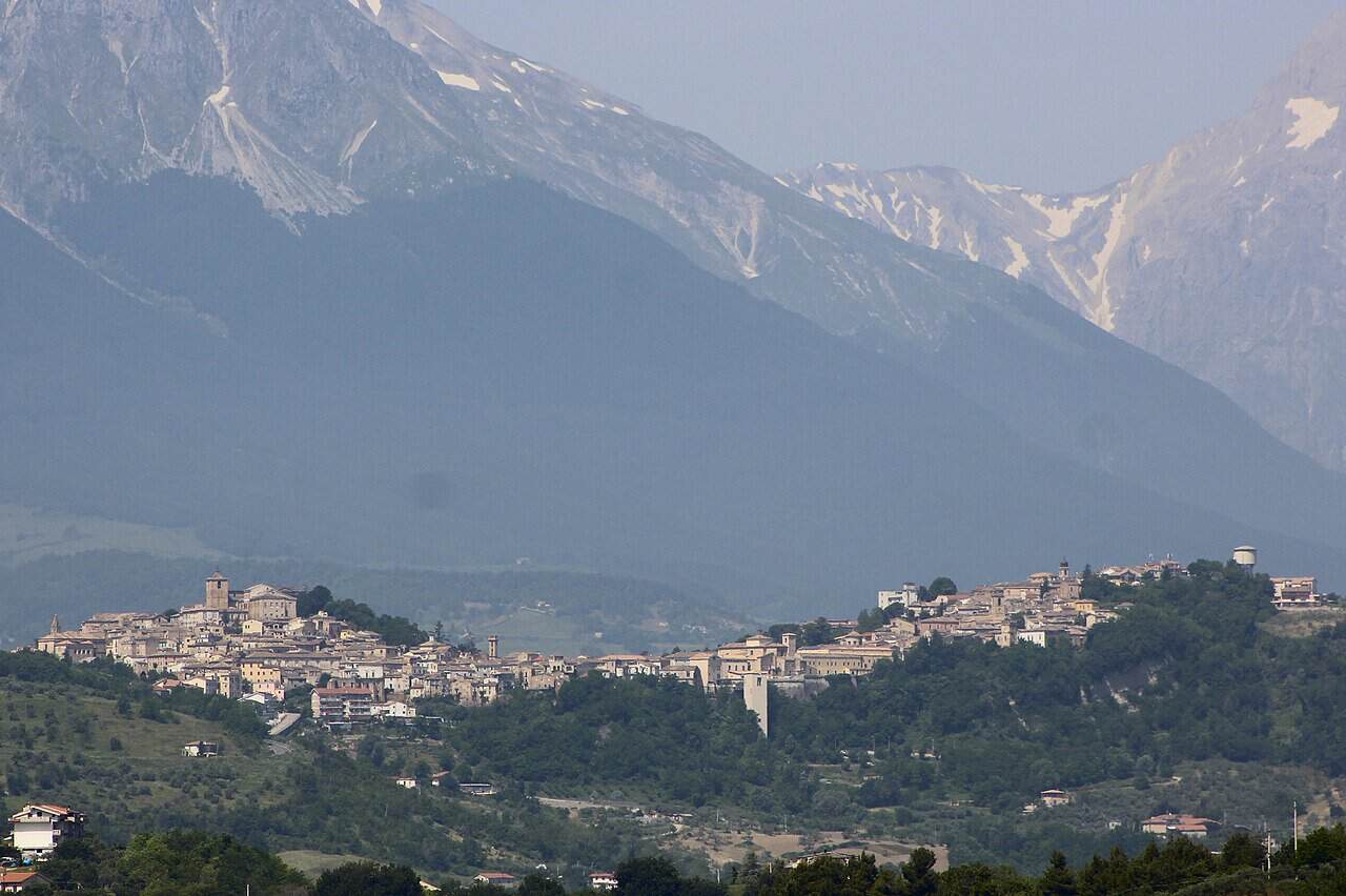 Penne on its two hills with the Gran Sasso massif behind