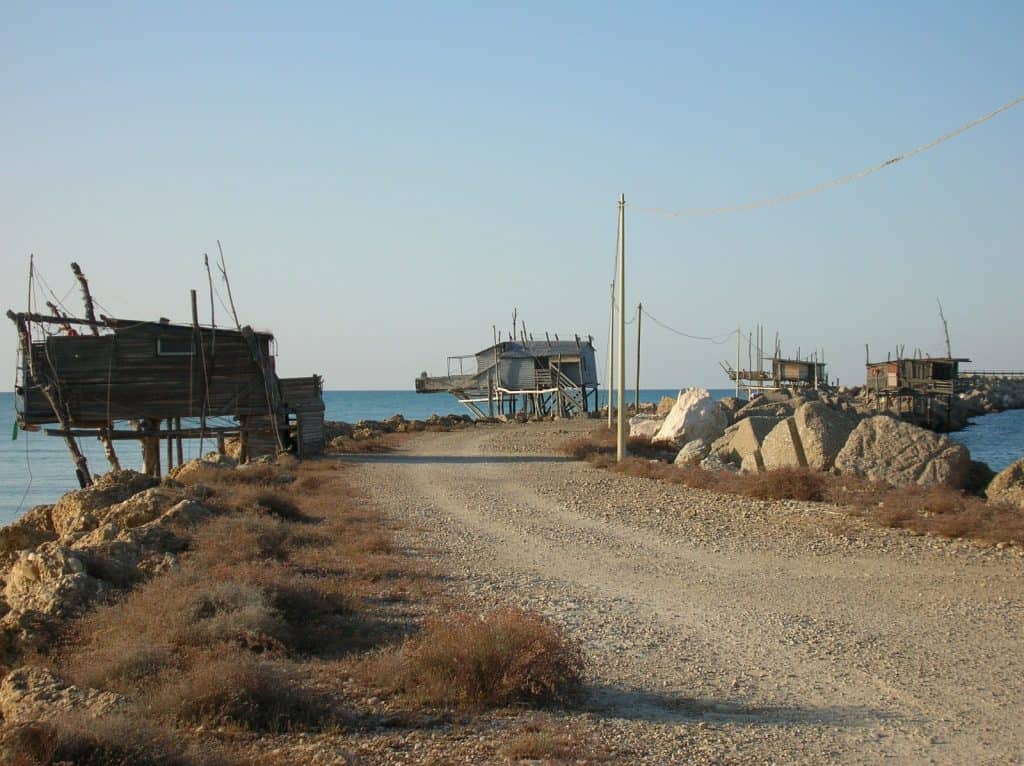 Trabocchi fishing platforms at Punta Penna near Vasto